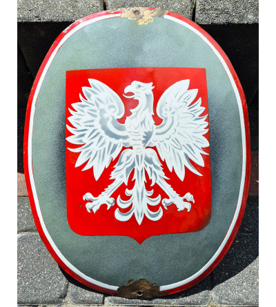 Poland, PRL (1952-1989). Large State Emblem, Official, Enamel, Eagle, oval, dimensions 50,00 x 39,50 cm