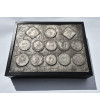 Poland, PRL (1952-1989). Wooden box with images of 13 Thalers of Royal Poland (galvanotypes)