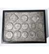 Poland, PRL (1952-1989). Wooden box with images of 13 Thalers of Royal Poland (galvanotypes)
