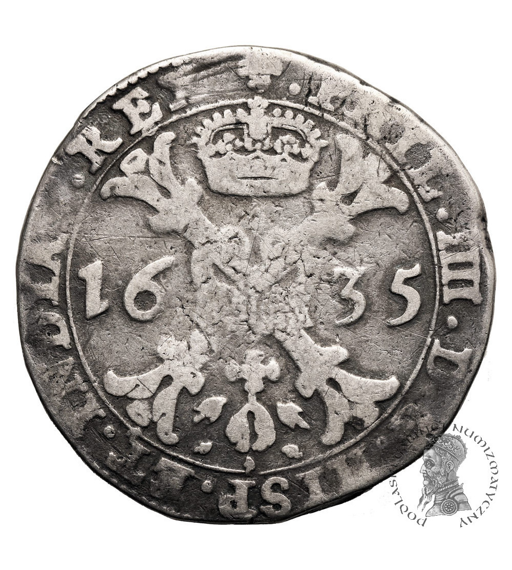 Spanish Netherlands, Philipp 1621-1665. Taler (Patagon) 1635, Brabant, Brussels Mint