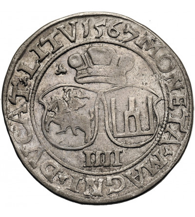 Polska / Litwa. Zygmunt II August 1545-1572. Czworak 1567, Wilno, LI / LITV, błąd brak G (GRATIA)