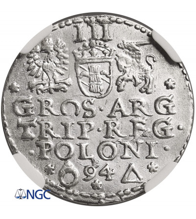 Poland. Zygmunt III Waza, 1587-1632. Trojak (3 Grosze) 1594, Malbork (Marienburg) mint - NGC UNC Details