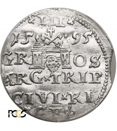 Poland. Zygmunt III Waza, 1587-1632. Trojak (3 Groschen) 1595, Riga mint - NGC MS 62