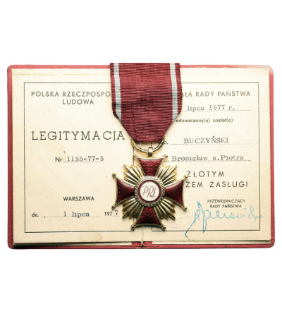 Poland, PRL (1952-1989). Gold Cross of Merit 1977, with document of awarding