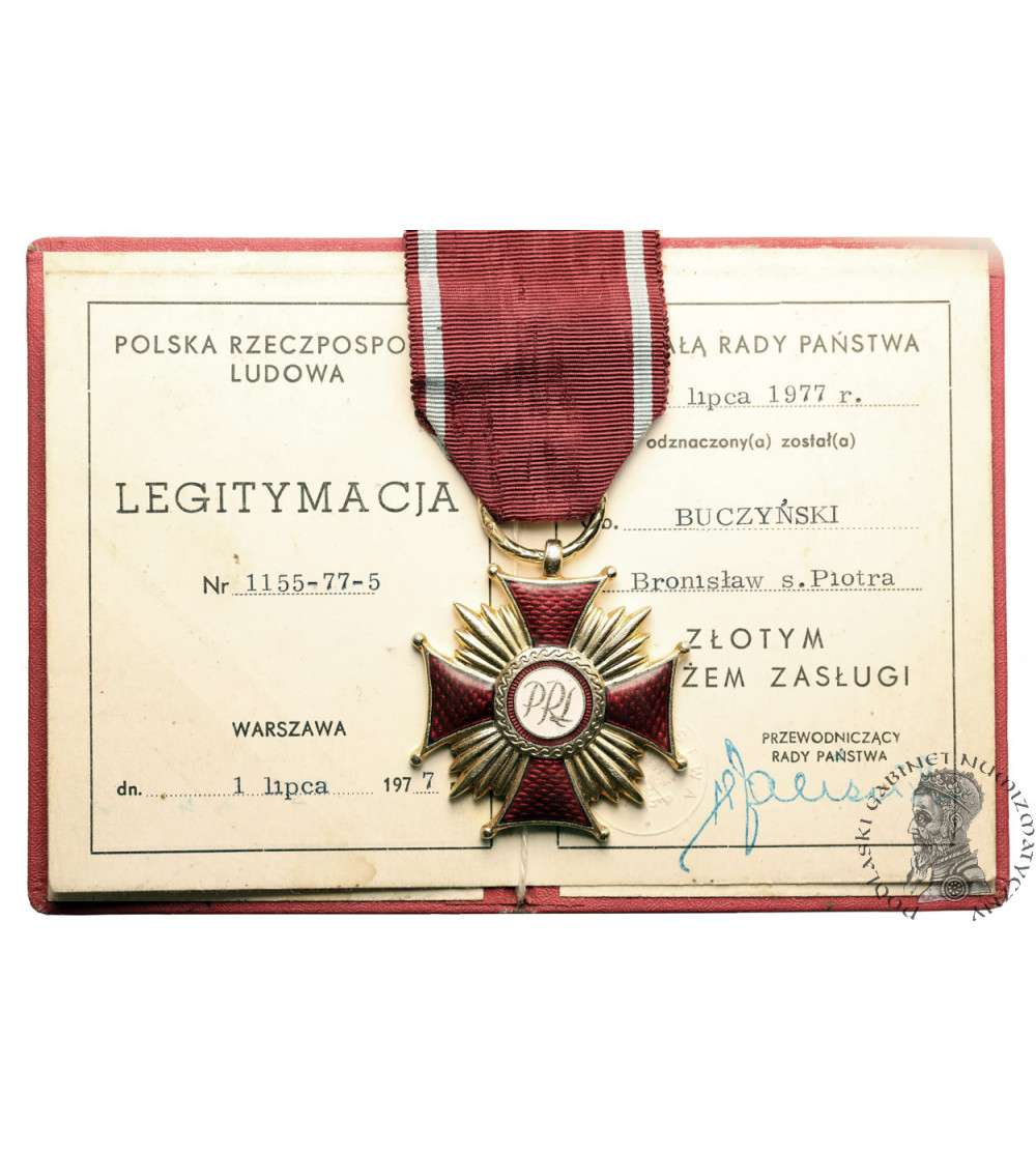 Poland, PRL (1952-1989). Gold Cross of Merit 1977, with document of awarding