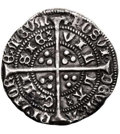 Anglia. Henryk VI, Lancaster, pierwsze panowanie 1422-1461. Grosz (Groat), ok. 1422-1427, mennica Calais, emisja z pierścieniami