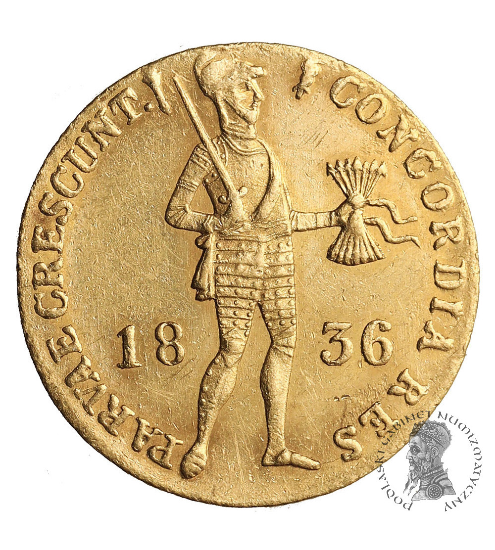 Netherlands Kingdom. Wilhelm I, 1815-1840. Ducat (Gouden Dukaat) 1836, Utrecht Mint (mm. Torch)