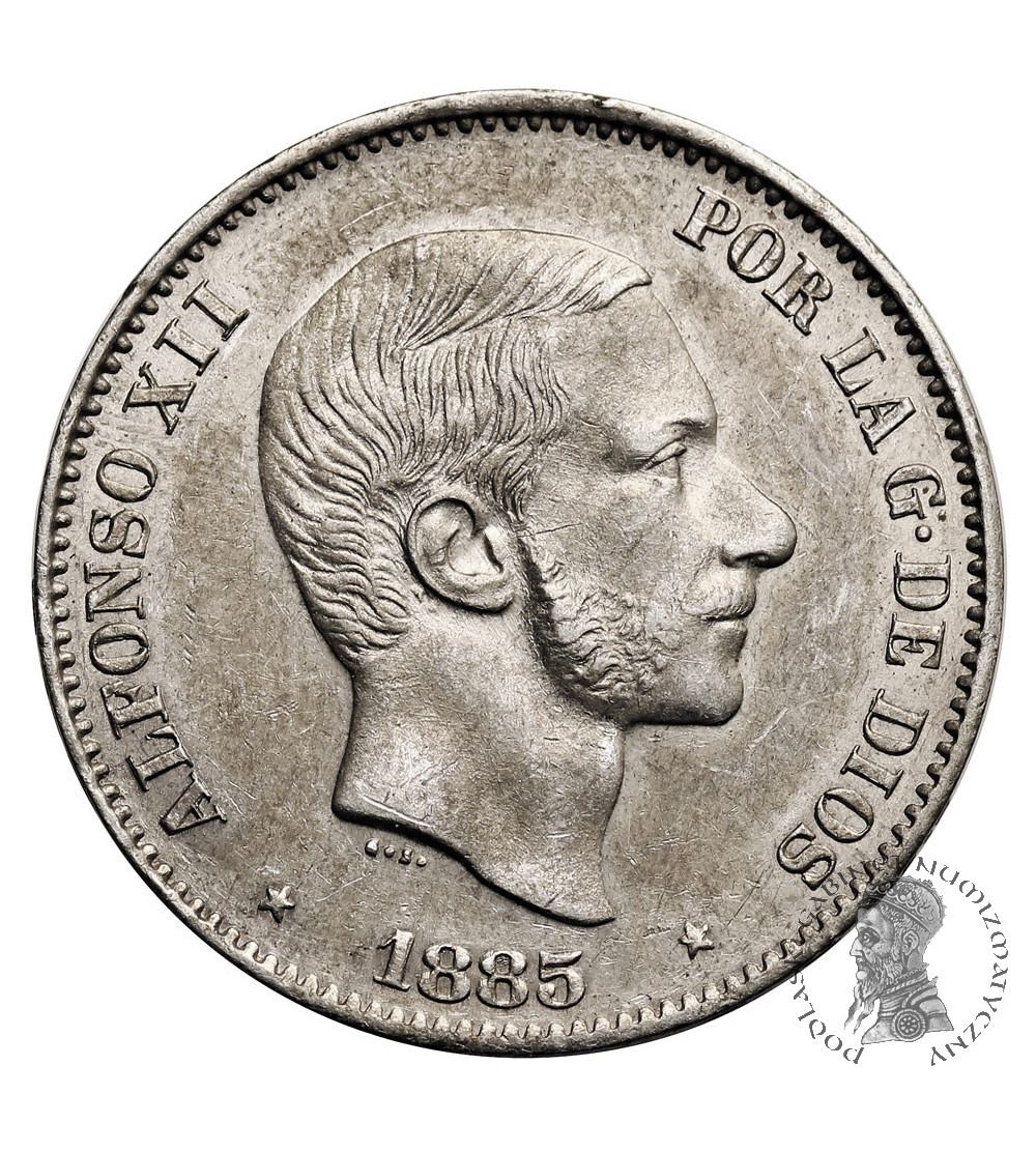 Spanish Philippines, Alfonso XII (1874-1885). 50 Centavos 1885