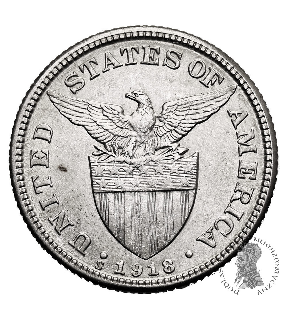 Philippines, US Administration. 50 Centavos 1918 S
