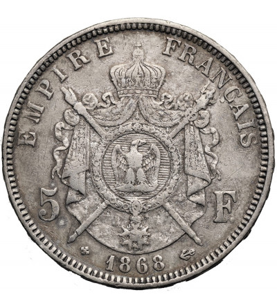 France, Napoleon III (1852-1870). 5 Francs 1868 A, Paris