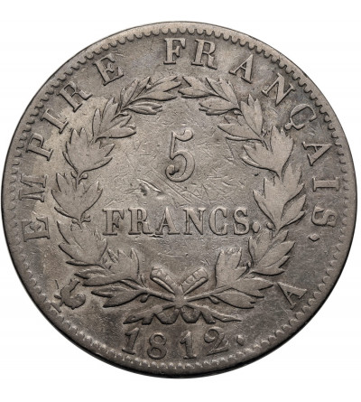France, Napoleon I (1804 - 1814). 5 Francs 1812 A, Paris