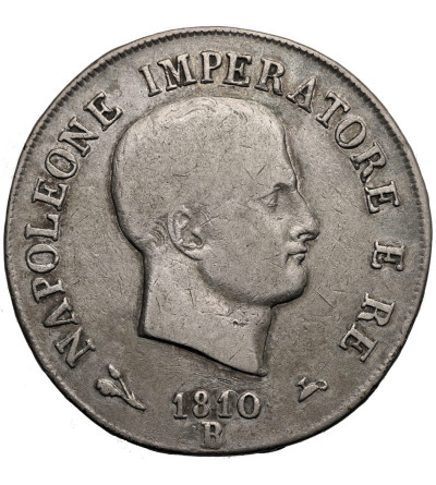 Italy, Napoleonic Kingdom of Italy. Napoleon I (1805-1814). 5 Lire 1810 B, Bologna