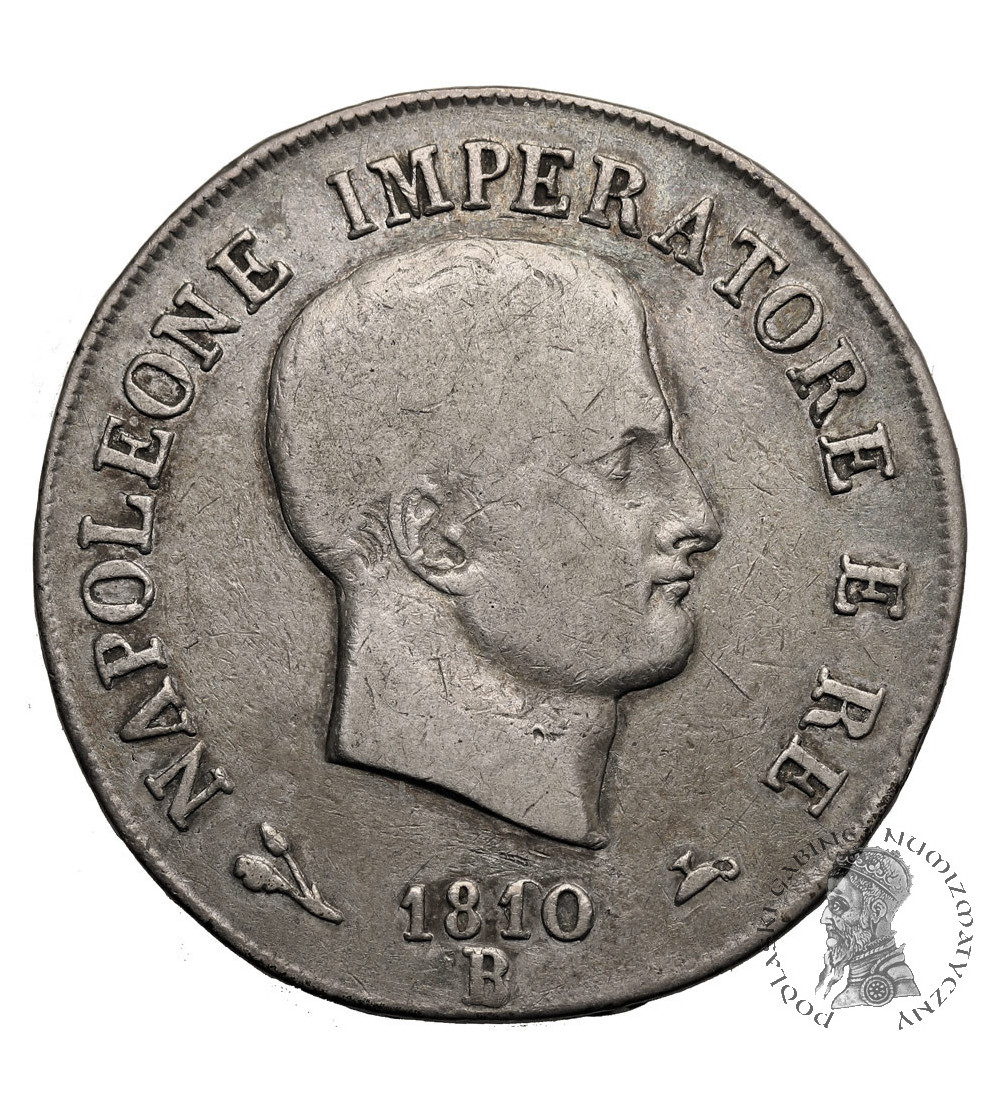 Włochy, Napoleońskie Królestwo Włoch. Napoleon I (1805-1814). 5 Lire 1810 B, Bolonia