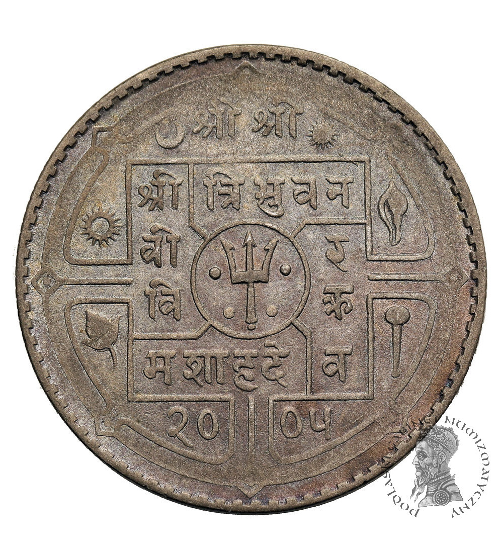 Nepal, Tribhuvana Bir Bikram, VS 1968-2007 / 1911-1950 AD. Rupia, VS 2005 / 1948 AD
