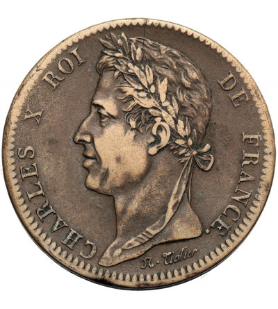 Francuskie Kolonie, Karol X (1824-1830). 10 Centimes 1827 H, La Rochelle,bite dla Martyniki i Gwadelupy