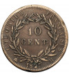 Francuskie Kolonie, Karol X (1824-1830). 10 Centimes 1827 H, La Rochelle,bite dla Martyniki i Gwadelupy