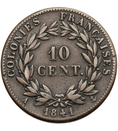 Francuskie Kolonie, Ludwik Filip I (1830-1848). 10 Centimes 1841 A, Paryż,  bite dla Gwadelupy