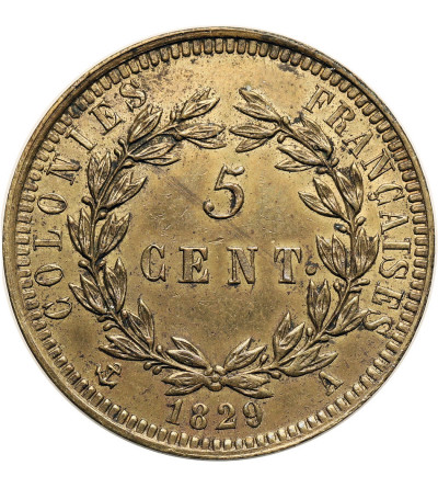 Francuskie Kolonie, Karol X (1824-1830). 5 Centimes 1829 A, bite dla Gujany