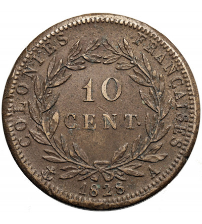French Colonies, Charles X (1824-1830). 10 Centimes 1828 A, for Guiana