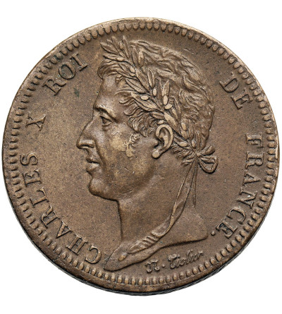 Francuskie Kolonie, Karol X (1824-1830). 10 Centimes 1828 A, bite dla Gujany