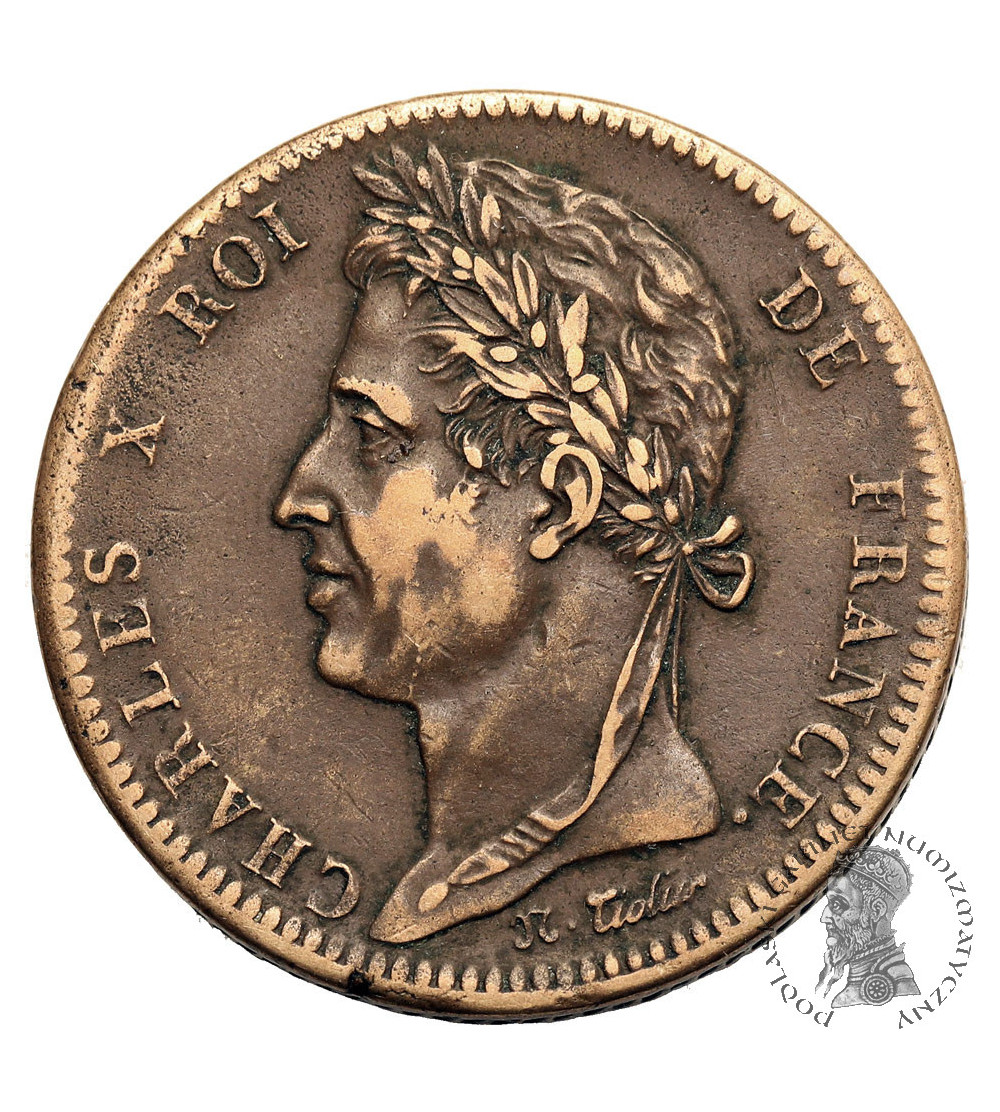 French Colonies, Charles X (1824-1830). 10 Centimes 1827 H, La Rochelle, for Martinique and Guadeloupe French Colonies, Charles X (1824-1830). 10 Centimes 1827 H, La Rochelle, for Martinique and Guadeloupe