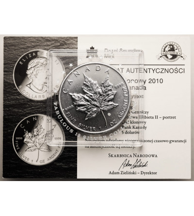 Canada, Elizabeth II (1952-2022). 5 Dollars 2010, Maple Leaf - Ag 1 Oz .999