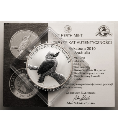 Australia, Elizabeth II (1952-2022). 1 Dollar 2010, Kookaburra - Ag 1 Oz .999