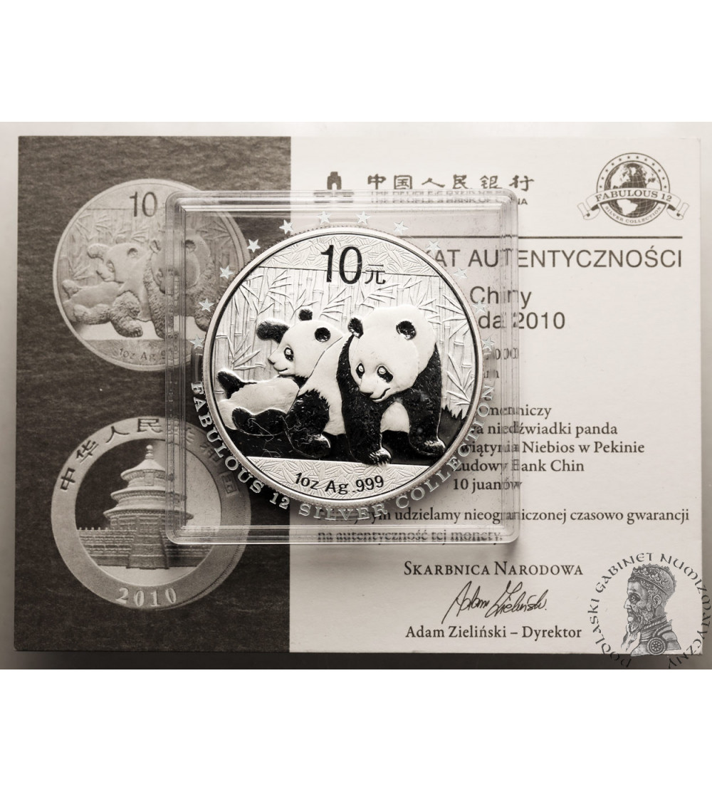 China. 10 Yuan 2010, Panda - Ag 1 Oz .999