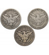 USA. Set of 3 x “Barber Half Dollar” 1908 O, 1909, 1912 D