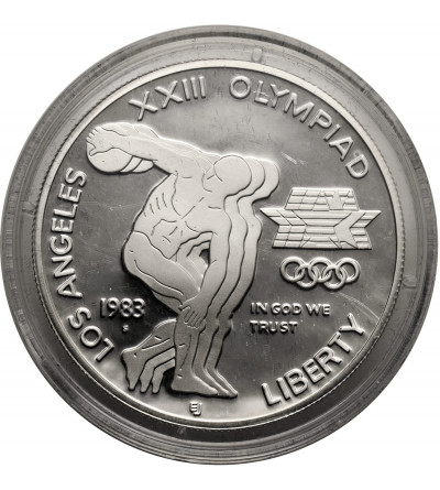 USA. 1 Dollar 1983 S, San Francisco, XXIII Olympic Games in Los Angeles 1984, Discus Throw - Proof