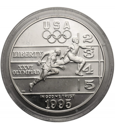 USA. 1 Dollar 1995 P, Philadelphia, XXVI Summer Olympic Games in Atlanta 1996, Track and Field - Proof
