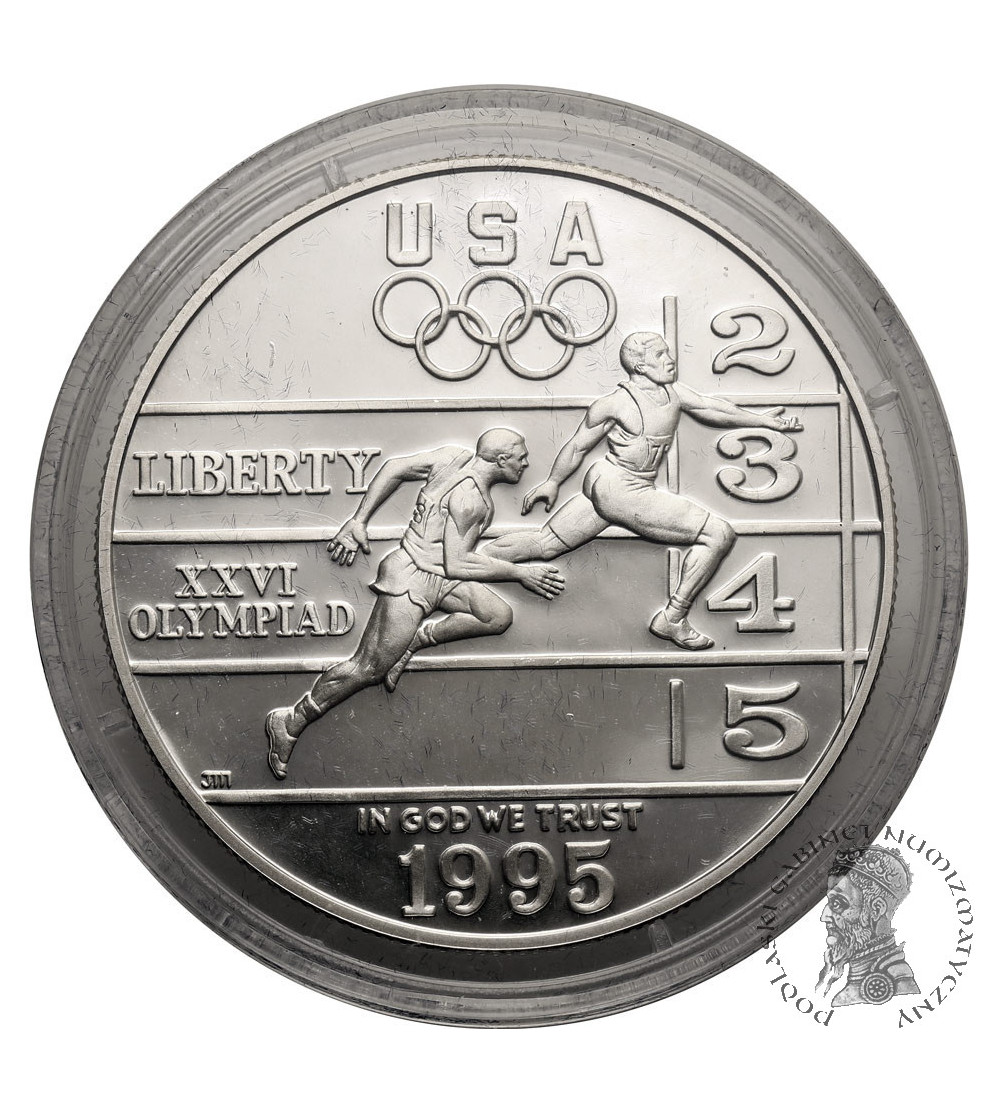 USA. 1 Dollar 1995 P, Philadelphia, XXVI Summer Olympic Games in Atlanta 1996, Track and Field - Proof