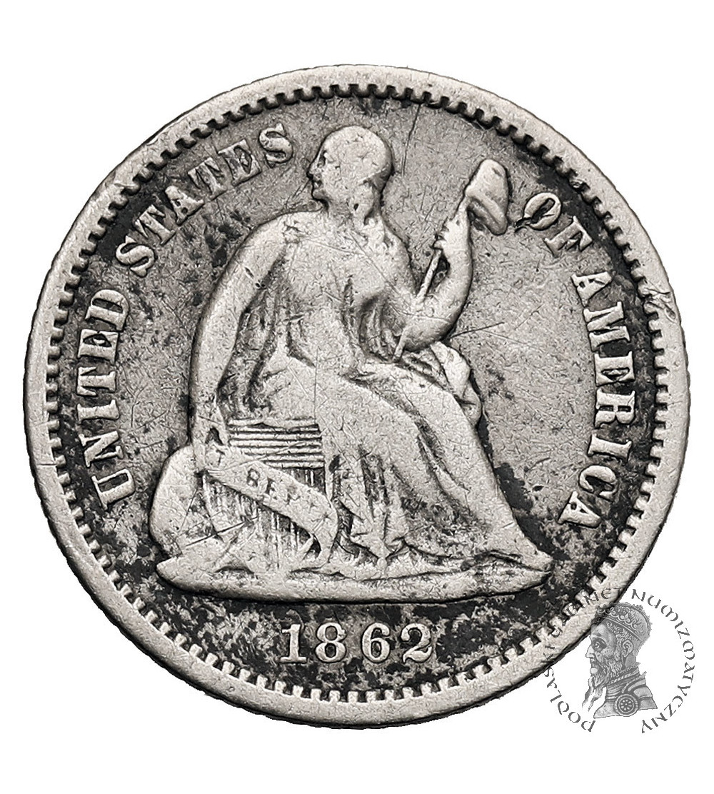USA. 5 Cents / 1/2 Dime "Seated Liberty" 1862, Philadelphia USA. 5 Cents / 1/2 Dime "Seated Liberty" 1862, Philadelphia
