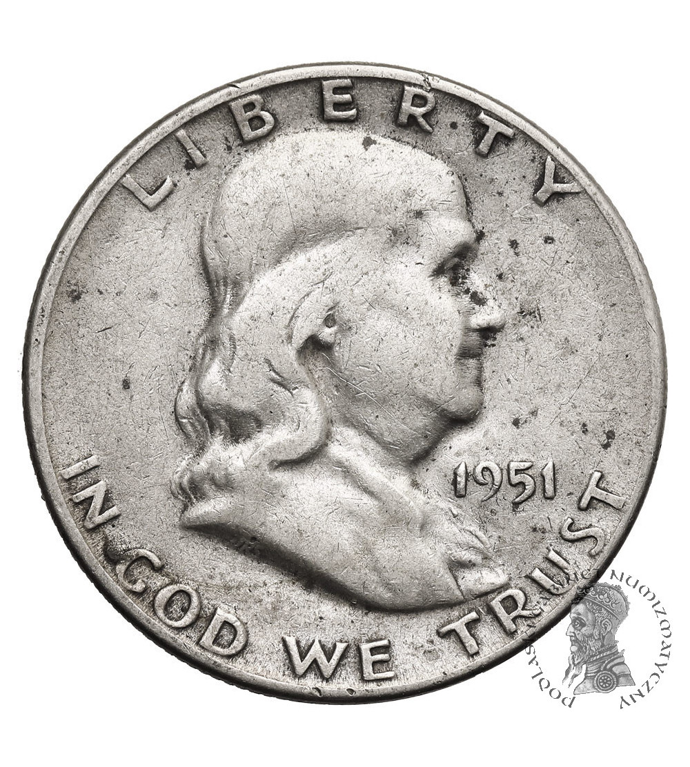 USA. 1/2 dolara 1951 S, San Francisco - ,,Franklin Half Dollar" USA. 1/2 dolara 1951 S, San Francisco - ,,Franklin Half Dollar"