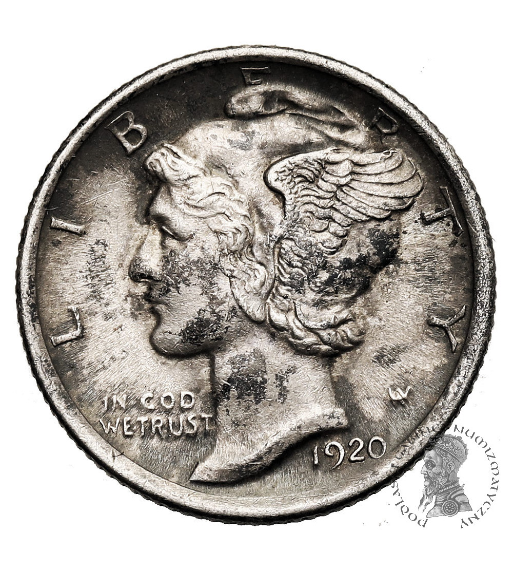 USA. 10 Cents “Mercury Dime” 1920, Philadelphia