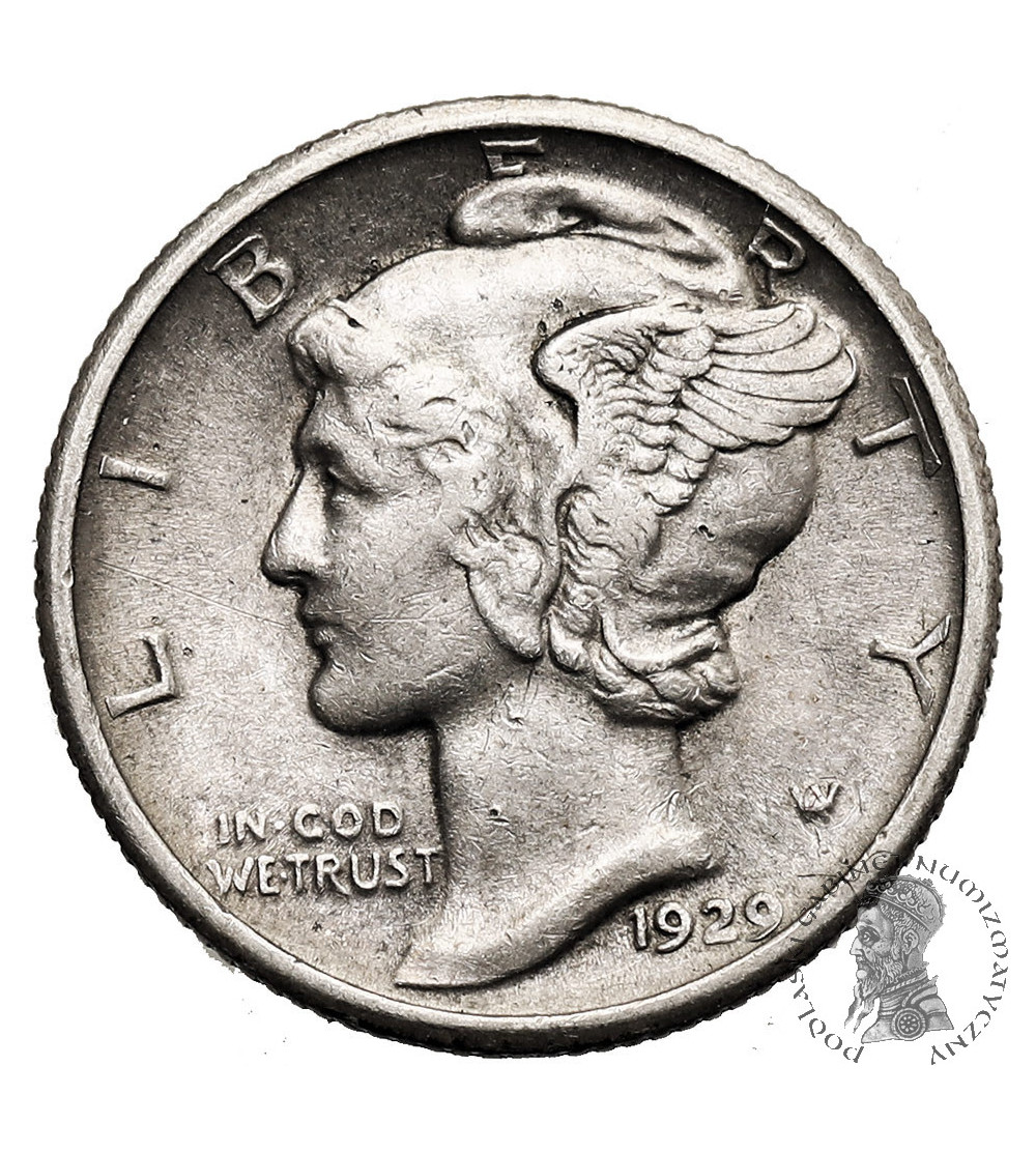 USA. 10 Cents “Mercury Dime” 1929, Philadelphia