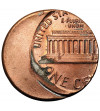 USA. 1 Cent ,,Lincoln Cent", destrukt menniczy - niecentryczne bicie