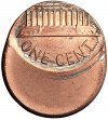 USA. 1 Cent ,,Lincoln Cent", destrukt menniczy - niecentryczne bicie