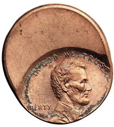 USA. 1 Cent “Lincoln Cent”, mint made error - struck off center