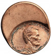 USA. 1 Cent ,,Lincoln Cent", destrukt menniczy - niecentryczne bicie