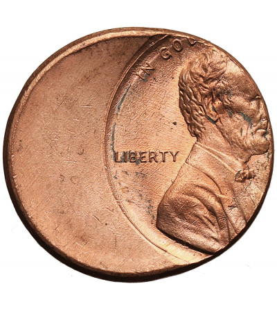 USA. 1 Cent ,,Lincoln Cent", destrukt menniczy - niecentryczne bicie
