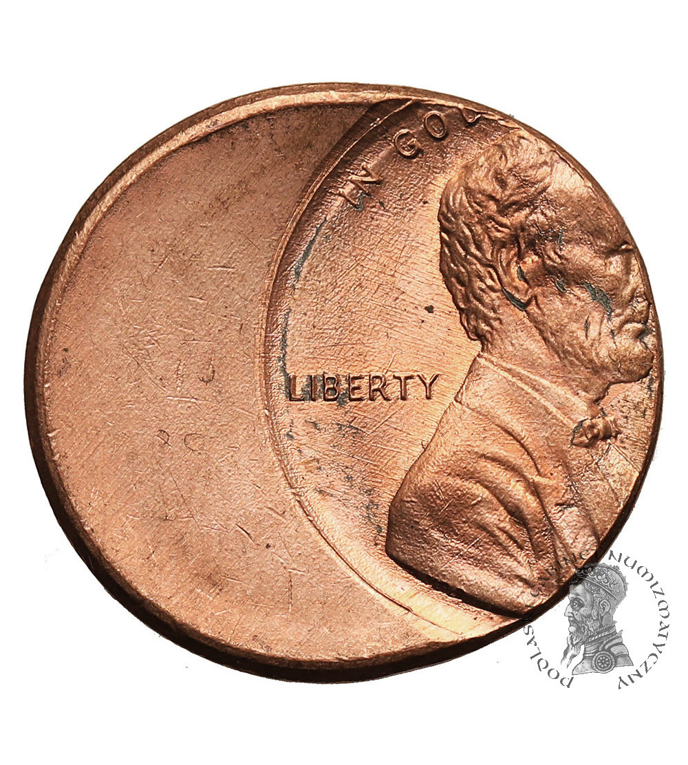 USA. 1 Cent “Lincoln Cent”, mint made error - struck off center