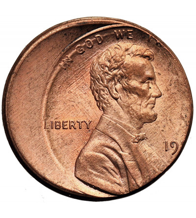 USA. 1 Cent “Lincoln Cent”, mint made error - struck off center