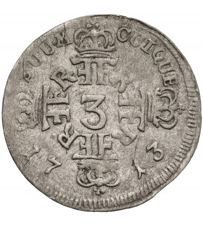 Germany. Prussia / Brandenburg-Preussen, Friedrich I 1701-1713. 3 Gröscher 1713 CG, Königsberg mint