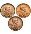 USA. Set of 3 x 1 Cent 1940 P, S, D, “Lincoln - Wheat Ears Reverse”, Philadelphia, San Francisco and Denver