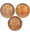 USA. Set of 3 x 1 Cent 1940 P, S, D, “Lincoln - Wheat Ears Reverse”, Philadelphia, San Francisco and Denver