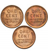 USA. Set of 3 x 1 Cent 1941 P, S, D, “Lincoln - Wheat Ears Reverse”, Philadelphia, San Francisco and Denver