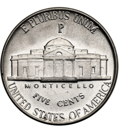 USA. 5 Cents 1942 P, “Jefferson Wartime Nickel”, Philadelphia