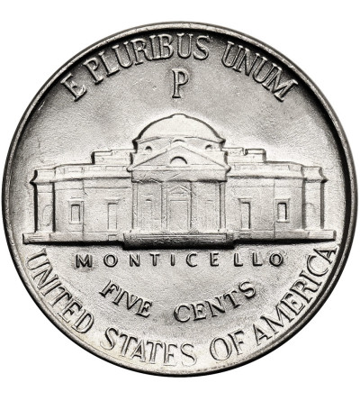 USA. 5 Cents 1944 P, “Jefferson Wartime Nickel”, Philadelphia