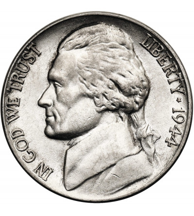 USA. 5 Cents 1944 P, “Jefferson Wartime Nickel”, Philadelphia
